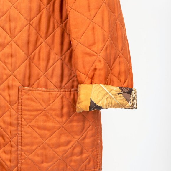 Salvatore Ferragamo Vintage 90's Orange Silk Quilted Coach Jacket - Picture 5 of 10
